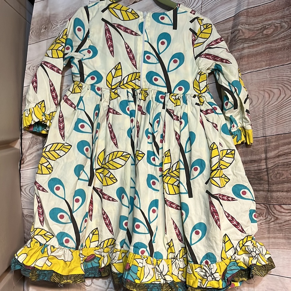 Jelly The Pug Kids Casual Dress with Leaf and Floral Print - Picture 3 of 3